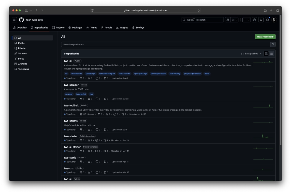 Screenshot of GitHub profile page