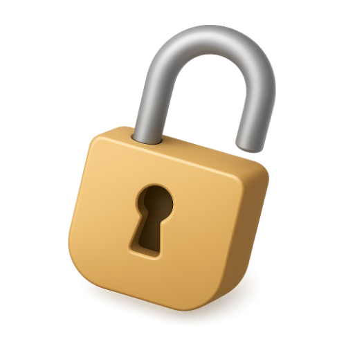 3D rendering of unlocked padlock